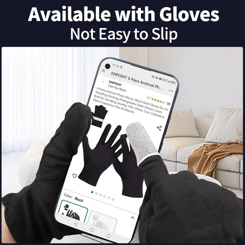 ENPOINT 20 Pack Anti-Sweat Mobile Gaming Finger Sleeves for Gaming, Breathable Thumb Covers Smooth Finger Covers for Mobile Games, iPad Gaming Accessories,Phone Gaming Accessories, Light Grey - Image 5